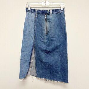 NWOT Levi’s Re/Done Reconstructed Blue Denim Pencil Fray Skirt Sz 26